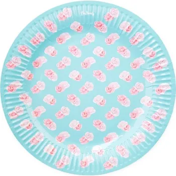 Party nádobí Goldpress TALÍŘE papírové modré s růžičkami 8ks