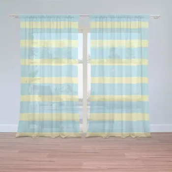 Záclona Záclony Modrožluté pruhy: 2 ks - 150x250 cm - Sablio