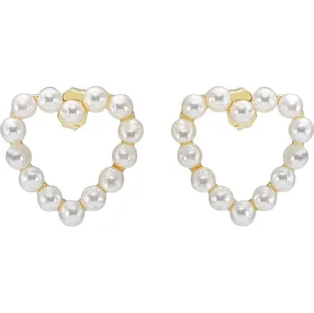 Náušnice Troli Něžné pozlacené srdíčkové náušnice s perličkami VBE005 G + 2 měsíce na vrácení zboží