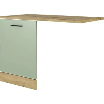 Kuchyňská skříňka Kryt na plně vestavnou myčku Flex Well Cara ŠxHxV 110 x 60 x 85 cm barva čela zelená matná barva korpusu dub světlý