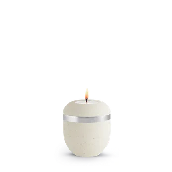 Smuteční dekorace Keramická miniurna Rock Creme - Stříbrný pásek