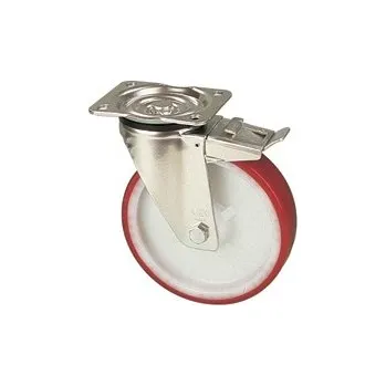 Pojezdové kolečko NPX 200/GXD Otočné kolo s červenou polyuretanovou obručí s brzdou 7270038
