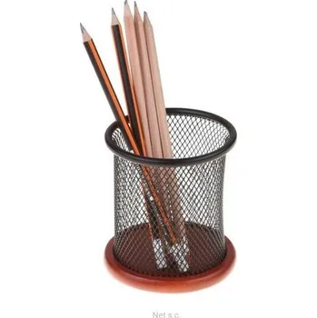 Set školních potřeb Kubek przybornik czarny z drewnem