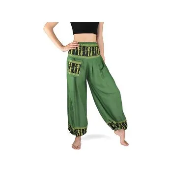 Dámské kalhoty Kalhoty jóga PABITRA, zelené, egyptský vzor