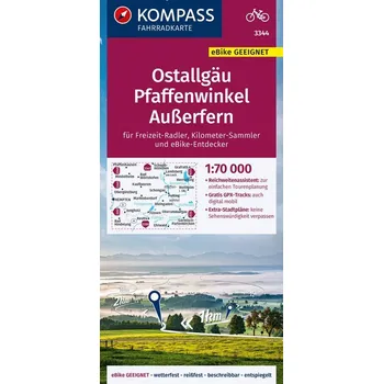 KOMPASS Fahrradkarte 3344 Ostallgäu, Pfaffenwinkel, Außerfern 1:70.000
