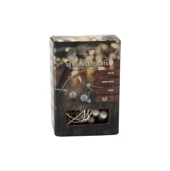 Vánoční dekorace LED ŘETĚZ PERLY S ČASOVAČEM, 100 CM, 3XAAA