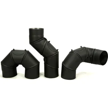 Kouřovod Koleno kouřové 0-180° 5 segmentů s otvorem černé silnostěnné - 130mm