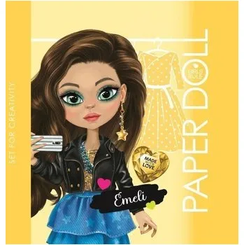 Panenka Kolorowanka 140x140 Lalka do wycinania Emeli żółta