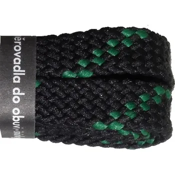 Tkaničky do bot Trekkingové tkaničky ploché černozelené, délka 140 cm