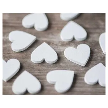 Dřevěné konfety srdce bílé 12 ks