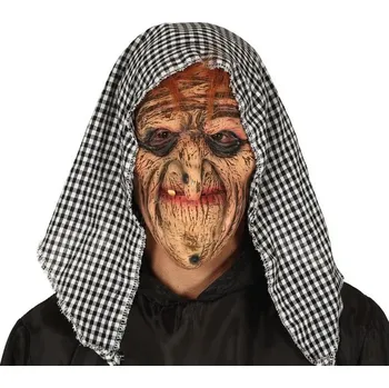 Karnevalová maska Maska - Babka - s šátkem a vlasy