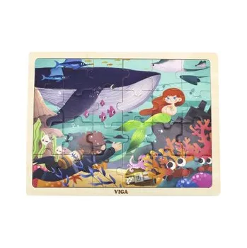 Dřevěné puzzle - malá mořská víla 24 dílků