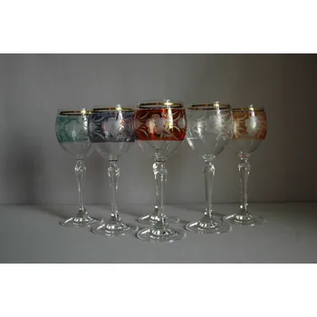 Sklenice Sklenice na víno, 6 ks, dekor květy
