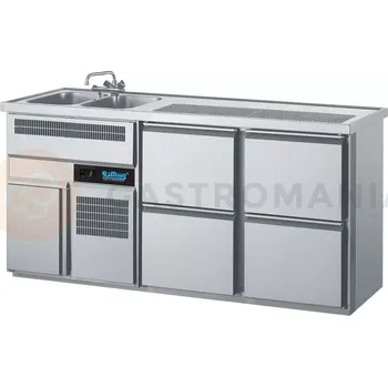 Chladící barový stůl 1950x700x980 mm, 4 zásuvky, dřez na levé straně | RILLING, AGT M722L 81-2/2