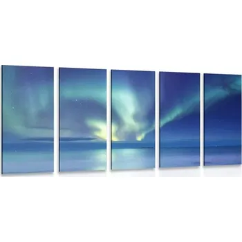 Obraz Dovido 5-dílný obraz polární záře nad oceánem