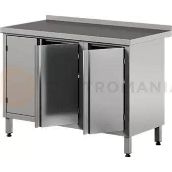 Nerezový dřez Nerezový přístěnný stůl se dvěmi skříňkami, křídlové dveře 1200x600x850 mm | ASBER, WM-126-PL-3HD