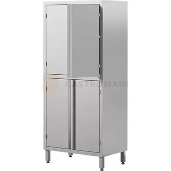 Dětská skříň Nerezová úložná skříň s křídlovými dveřmi, dělená, dvoukomorová, 2 police, 1100x500x2000 mm | ASBER, SC4-115/20-2S-HD