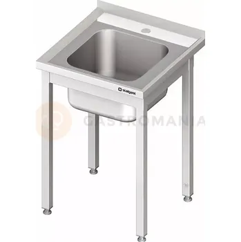 Kuchyňská linka Stůl nerezový s dřezem jednokomorovým bez police 700x700x850 mm | STALGAST, 980627070