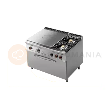 Sporák Sporák tálový plynový s 2 hořáky a elektrickou troubou 3x GN 1/1 | RM GASTRO, TPF2 912 GE