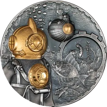 Exkluzivní stříbrná mince Steampunk - Nautilus 1kg 2024 Gilded Ultra High Relief Antique