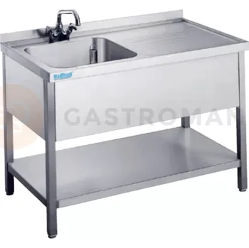 Příslušenství k židli Pracovní deska s jednokomorovým dřezem po levé straně 1200x600x900 mm | RILLING, ASA 0612C 1L00