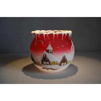 Svícen Vánoční svícen na čajovou svíčku, červený 12cm