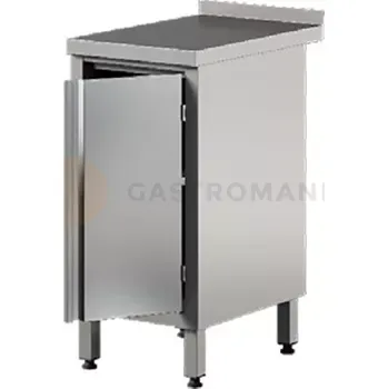 Nerezový dřez Přístěnný stůl z nerezové oceli se skřínkou, křídlové dveře 400x700x850 mm | ASBER, WM-47-PL-HD