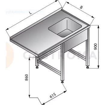 Nerezový dřez Stůl s jednokomorovým dřezem na pravé straně, 1300x700x900 mm | LOZAMET, LO341/P