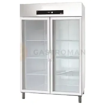 Lednice Chladící skříň 1400 l GN 2/1, podvojné prosklené dveře, 1388x826x2008 mm | ASBER, ECP-G-1402 GLASS HC