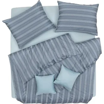 Bytový textil SCANquilt povlečení SATÉN PLUS bordura šedomodrá 140 x 200/70 x 90 cm