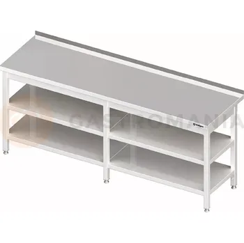 Kuchyňská linka Stůl nerezový přístěnný s dvěma policemi 2800x700x850 mm | STALGAST, 980077280