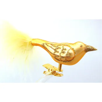 Vánoční ozdoba Vánoční ozdoba ptáček malý, 3029, zlatý