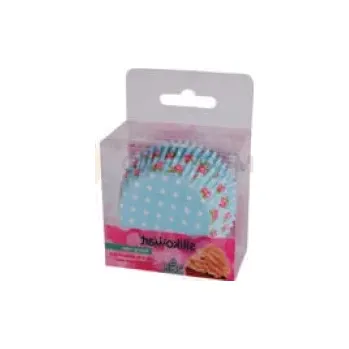 Pečicí papír Papírové košíčky na pečení muffinů, modré kvítky, 72x100x40 mm, 50 mm, 50 ks | SILIKOMART, Blue flower