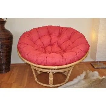 Papasan Ratanový PAPASAN 115 cm medový polstr malinový melír