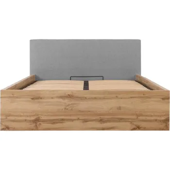 Postel TETRIX postel s čalouněným čelem LOZ/140/B/T, dub wotan/šedá