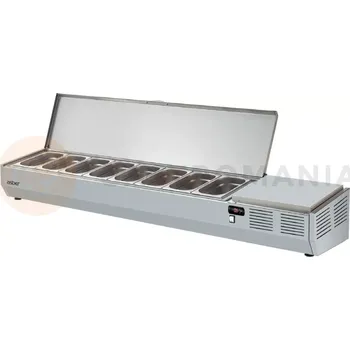 Chladící vitrína na pizzu z nerezovým víkem, 6 x GN 1/4, 1492x336x290 mm | ASBER, GVL-150