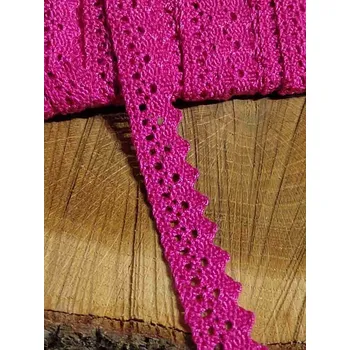 Krajka Bavlněná krajka šíře 15 mm paličkovaná růžová tmavá