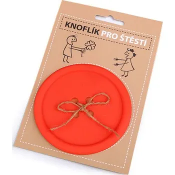 Knoflík Knoflík pro štěstí / podtácek 5 oranžová neon česky