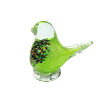 Ptáček ze skla do zelena, skleněný originální výrobek zelená