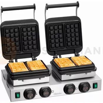 Elektrický vaflovač, litina, podvojný, bruselské vafle 160x100x32 mm, 600x460x245 mm | BARTSCHER, MDI 2BW160-101