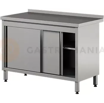 Nerezový dřez Nerezový přístěnný stůl se skříňkou, posuvné dveře 1200x600x850 mm | ASBER, WM-126-PL-2SD