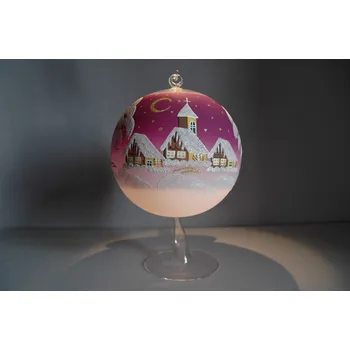 Svícen Vánoční koule na svíčku 15cm fialová + stojan