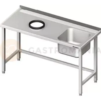 Kuchyňská linka Stůl nerezový s dřezem na pravé straně a s otvorem na odpad 1500x600x850 mm | STALGAST, 980936150