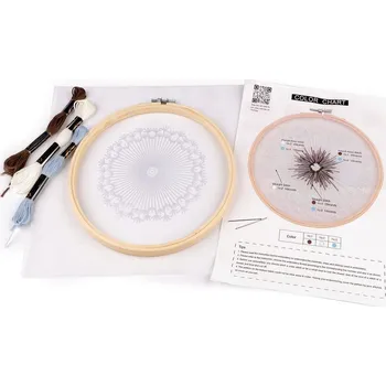 Vyšívací vzor Sada vyšívání s předtištěným motivem, pampeliška na tylu - 3 viz foto