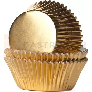 Kuchyňská sůl Košíčky na cupcake, průměr 5 cm, 24 ks, zlatá fólie | HOUSE OF MARIE, HM2026