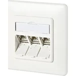 METZ CONNECT Zásuvka pod omítku, 3x MC modul RJ45 kat. 6a 180°, bílá (130B11D31002-E) - 26.11.0739