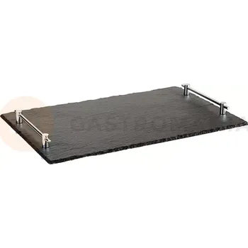 Servírovací tác z břidlicového kamene s úchyty, 530x325 mm | APS, Hochstapler