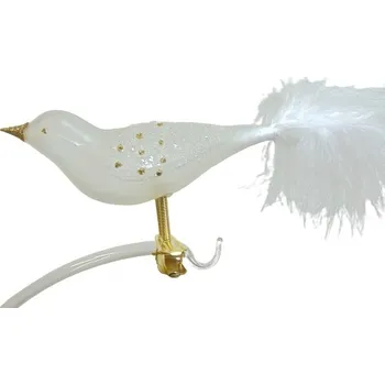 Vánoční ozdoba Vánoční ozdoba vrabec 2177 v bílo zlatém dekoru