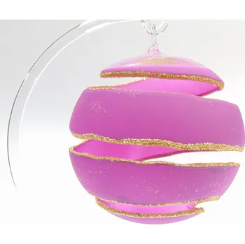 Vánoce Vánoční koule, spirála ze skla 12cm fialová bez stojanu