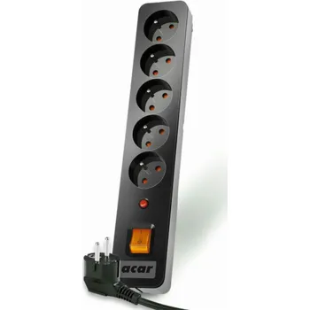 Přepěťová ochrana Acar X5 přepěťová přepěťová lišta, 5 zásuvek, 3 m, černá (W0180)